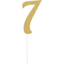 Picture of NUMBER 7 CAKE TOPPER GLITTER GOLD 4.5 X 8CM